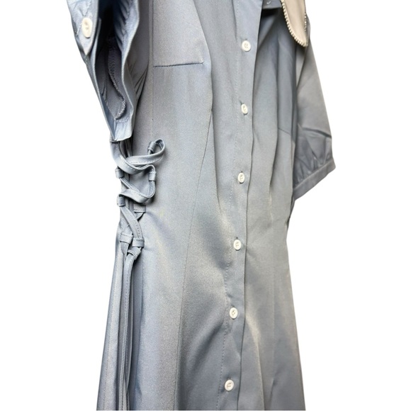 Allegra K Blue and White A-Line Dress with Peter Pan Collar - Picture 4 of 7